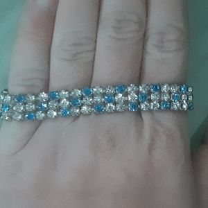 Bronze Plated Cubic Zirconium Diamond/Sapphire Bracelet